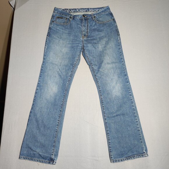 Vintage Calvin Klein Jeans men's size 32X31 hard washed denim blue straight leg - Picture 1 of 15